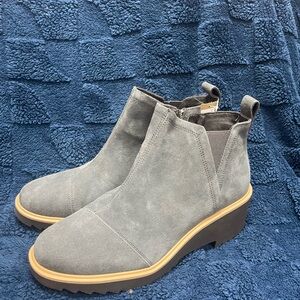 Gray TOMS Suede Ankle Boots